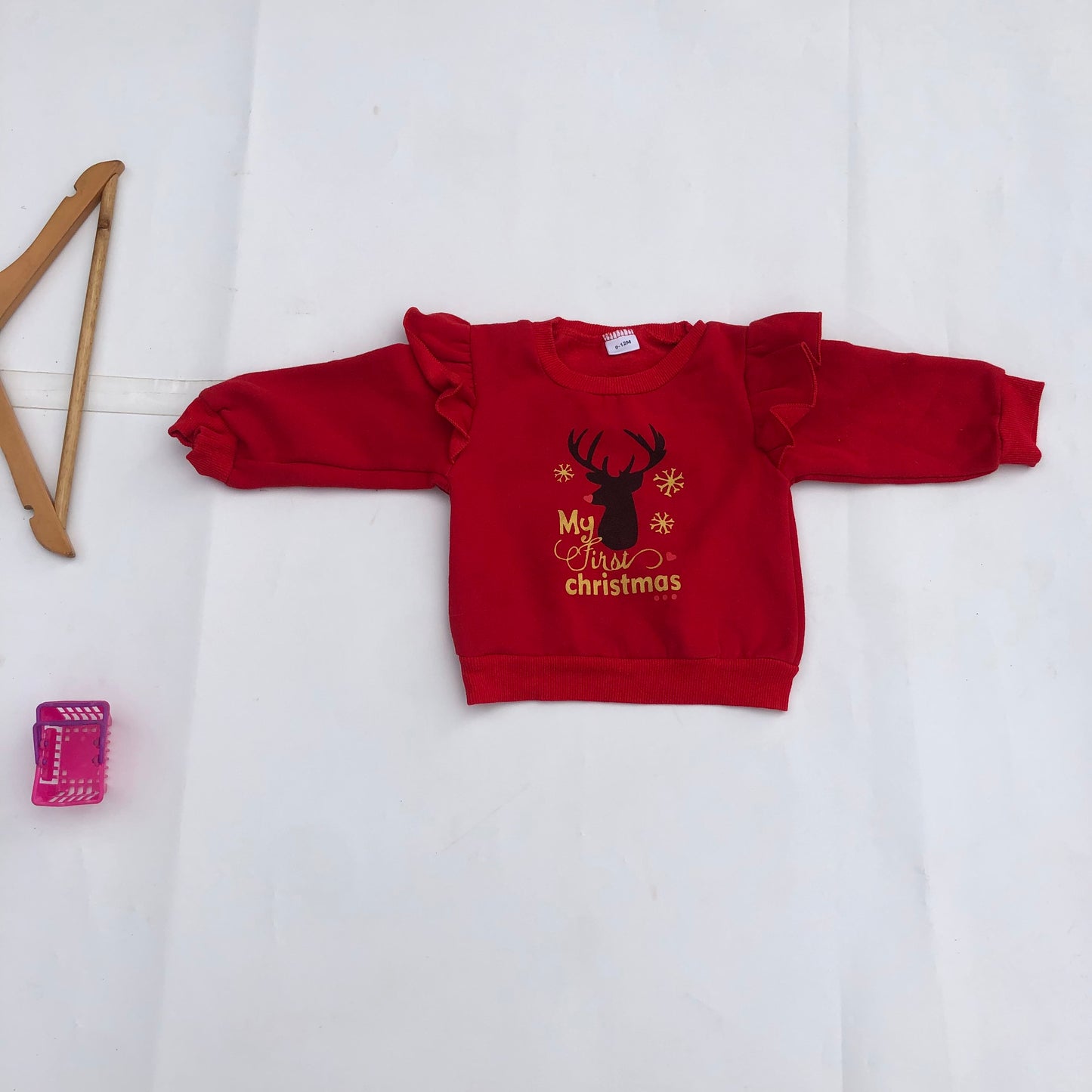 9-12 months old Red Chritmas sweat shirt - stasthrift