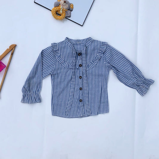 5-6 years old stripe blue long sleeve shirt