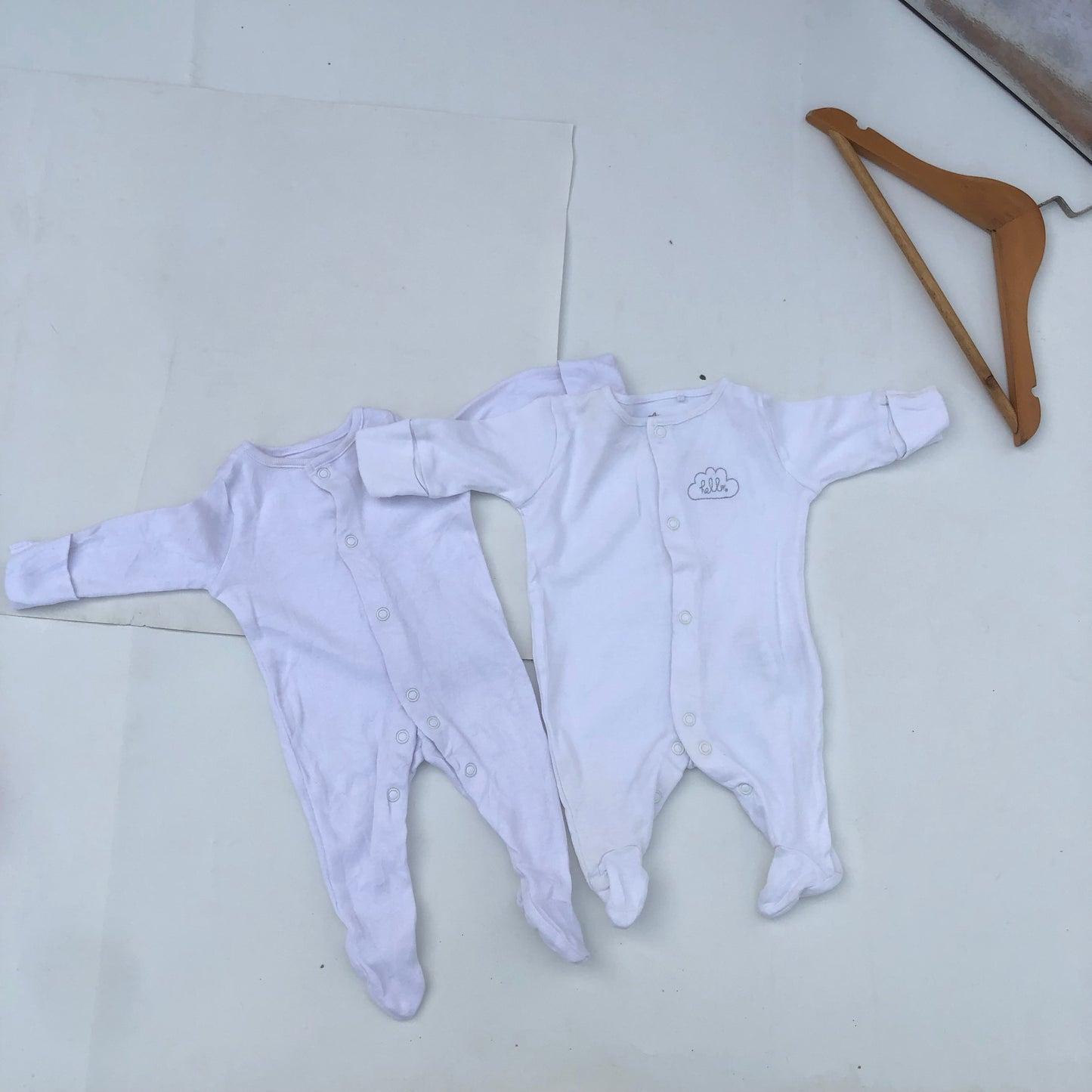 White Sleepsuit Set For 0-1 Month Old