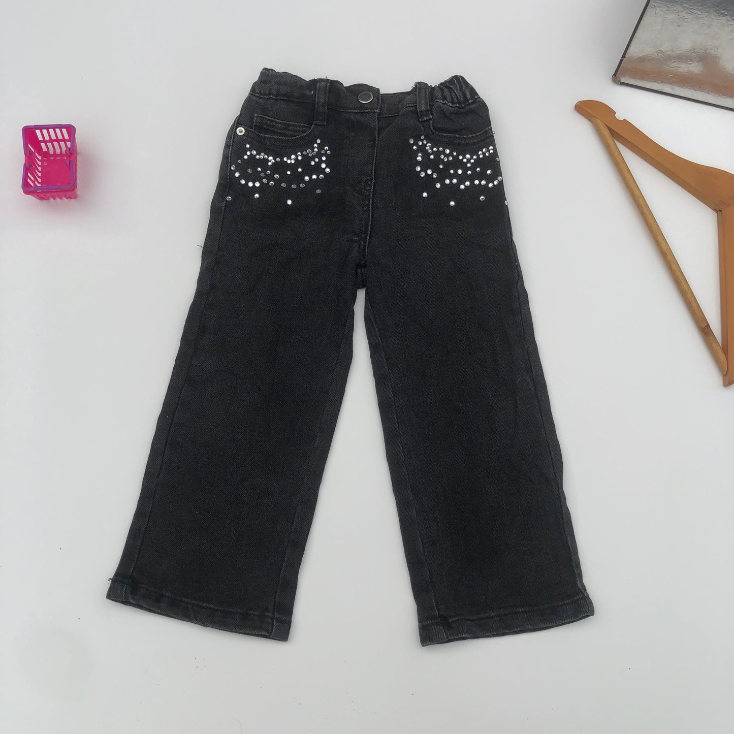 Black Stoned Denim Trousers For 2-3 Years