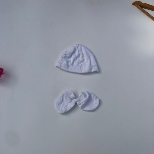 Cap And Mitten Set For 0-3 Months Old