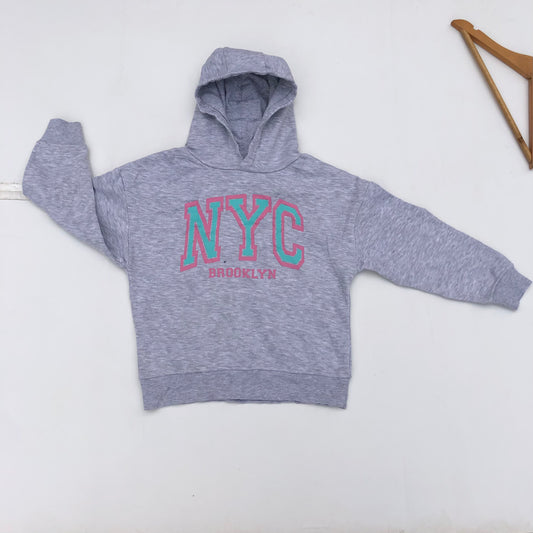 Gray hoodie with 'NYC Brooklyn' text 