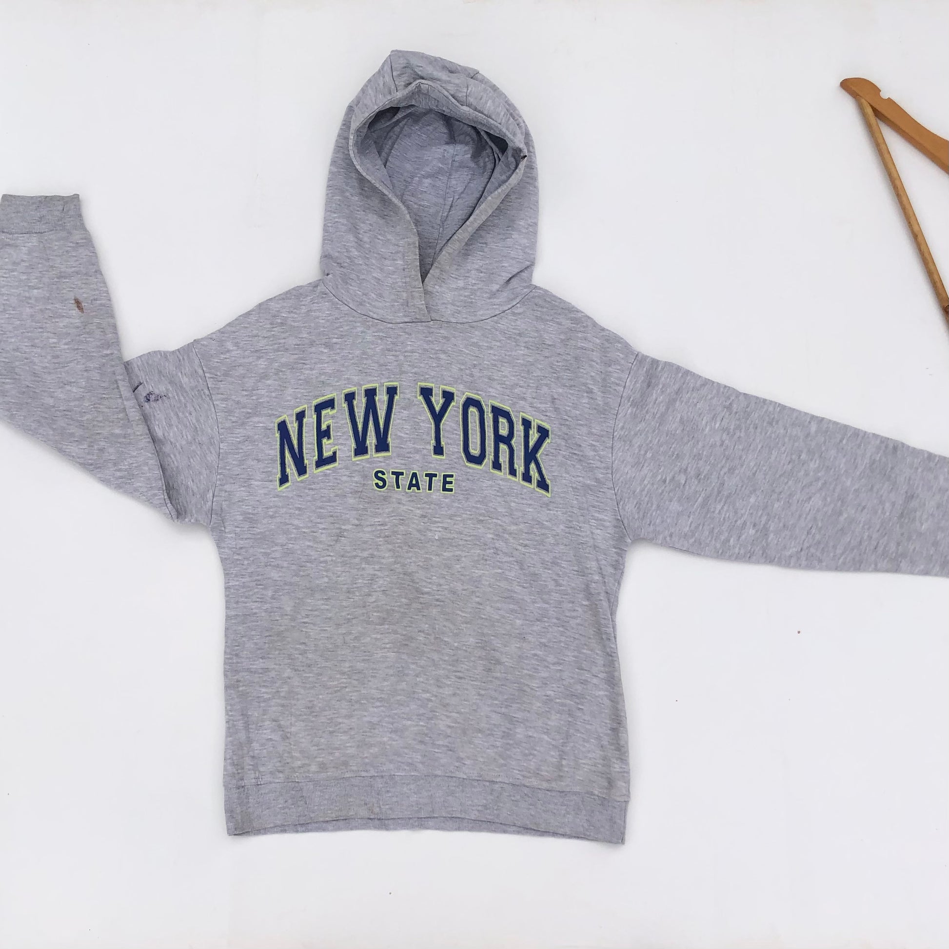 Gray hoodie with 'New York State' text 